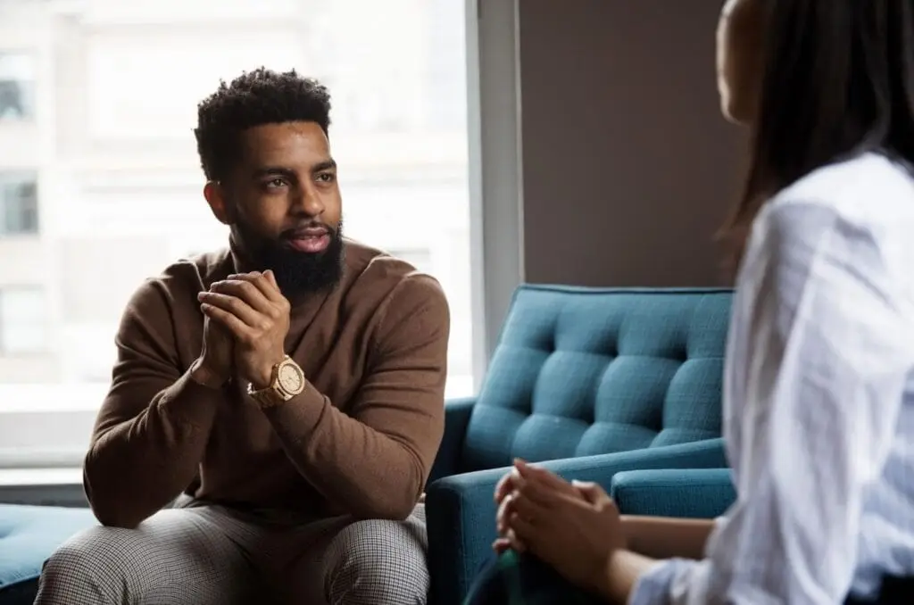 Man using active listening skills at work