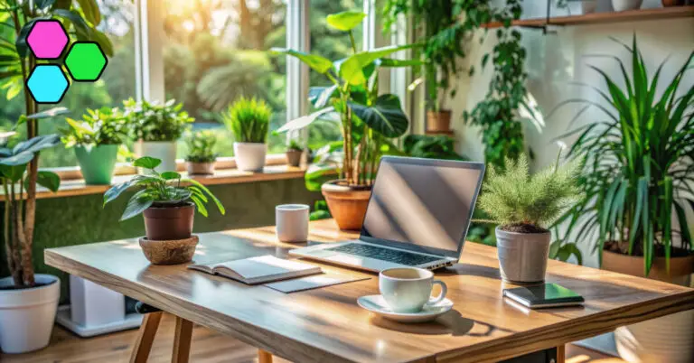 an autism friendly workplace neatly arranged with office plants