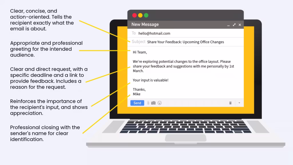 a graphic showing people with autism how to write a professional email 